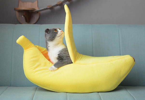 Colourful Plush Banana Peel Pet Bed - Five Colours & Four Sizes Available