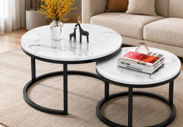 Space-Saving Round Coffee Nesting Table Set