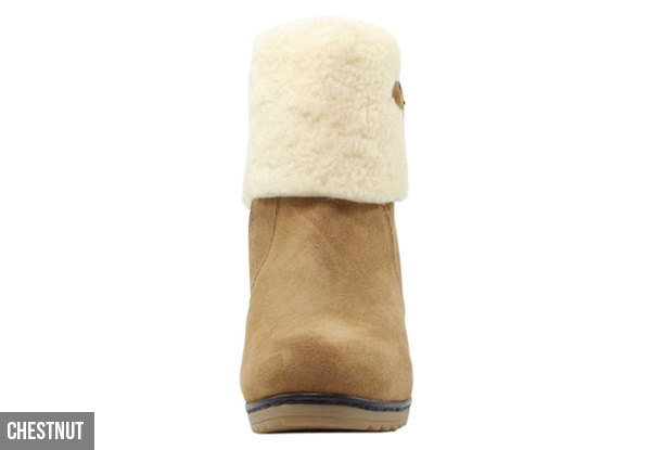 Auzland Women's Leather High Wedge Fashion UGG Boots - Two Colours Available