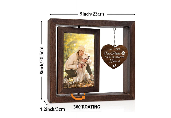 Rotating Pet Wooden Memorial Picture Frame - Option for Two-Pack