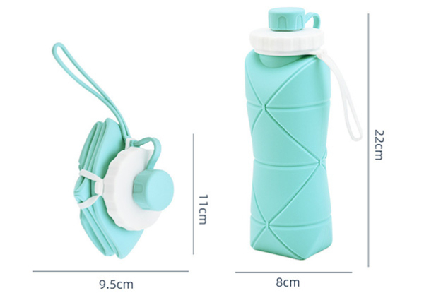 Collapsible Silicone Sports Water Bottle - Four Colours Available