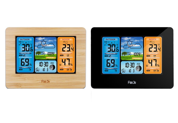 Wireless Sensor LCD Display Weather Station Digital Alarm Clock - Two Colours Available