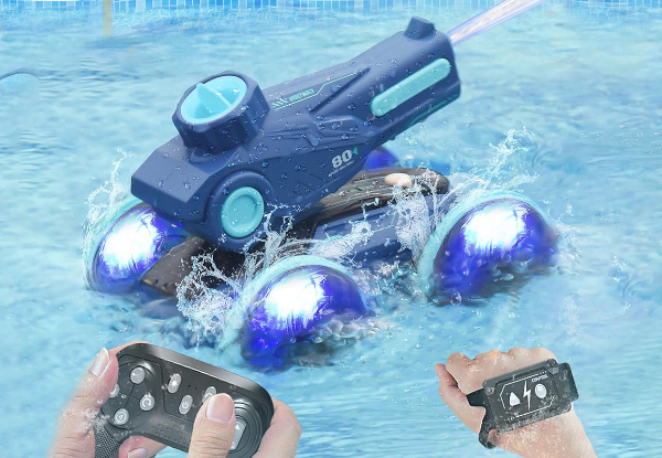 Amphibious RC Stunt Car Boat with Water Gun Toy - Two Colours Available