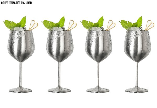 Four-Pack Stainless Steel Stemmed Wine Glass