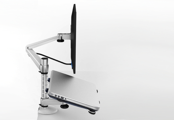 Single Monitor Desktop Mount with Laptop Stand