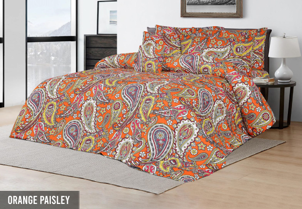 Six-Piece 600TC Printed Sateen Quilt Cover Set - Available in Six Styles & Two Sizes