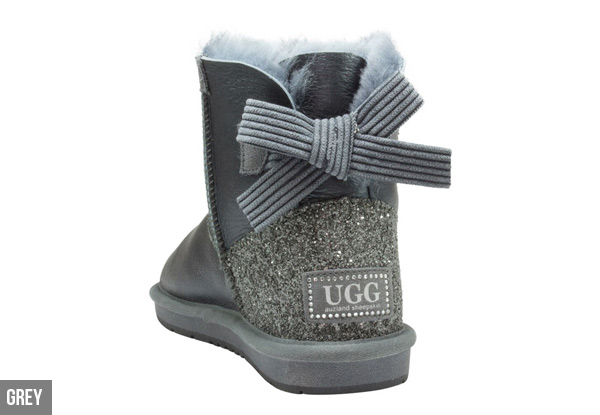 Auzland Women's 'Selena' Nappa Mini Ribbon UGG Boots - Two Colours Available