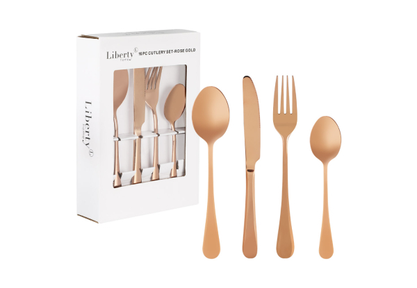Liberty 16-Piece Rose Gold Cutlery Set