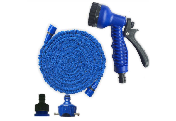Expandable Flexible Water Hose & Spray Nozzle Attachment - Three Sizes Available