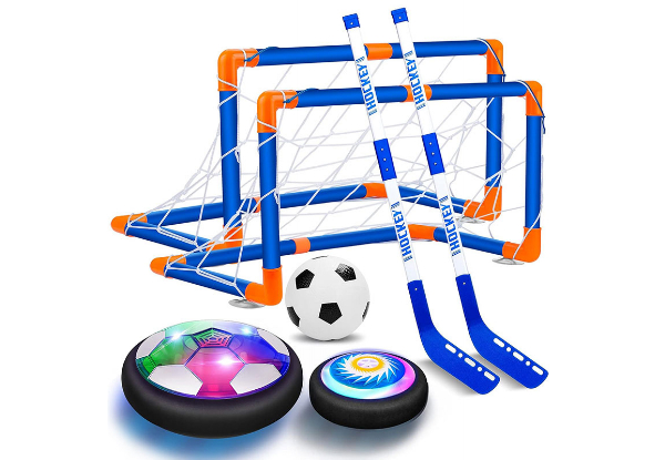 Kids Two-in-One Hover Hockey Soccer Ball Toy Set with LED