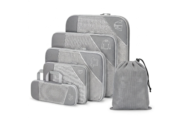 Six-Piece Compression Packing Cubes Travel Organiser Set - Available in Four Colours