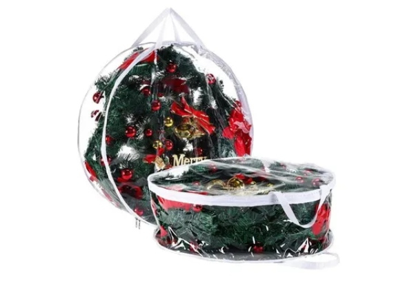 61cm Clear Christmas Wreath Storage Bag with Zippers - Three Colours Available