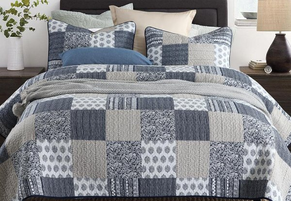 Three-Piece Luxury Quilted 100% Cotton Coverlet Bedspread Set - Two Sizes & Three Styles Available