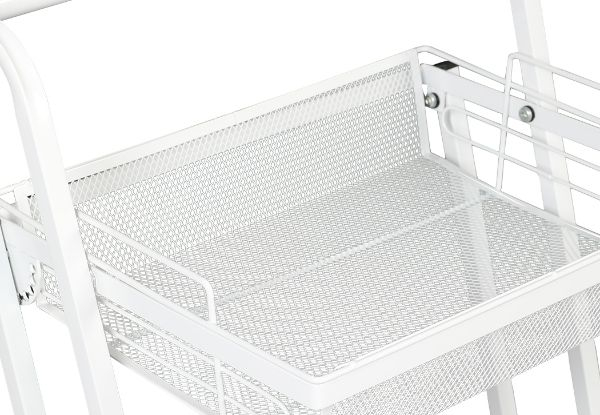 Levede Three-Tier Swivel Kitchen Cart Shelf Rack with Wheels