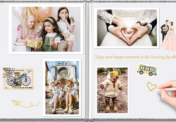 Self-Adhesive 80-Page Linen Photo Album - Option with Window Pocket