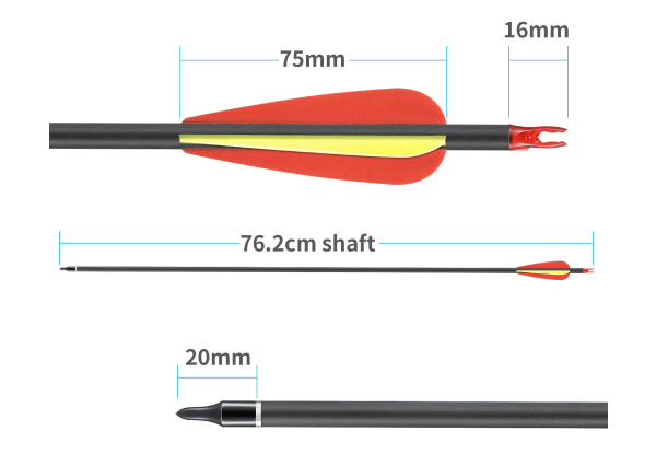 Ten-Piece 70lbs Versatile Carbon Arrow Set