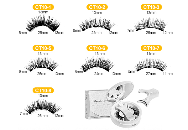 Double-Sided Magnetic Eyelashes Kit with Clip - Available in Seven Options