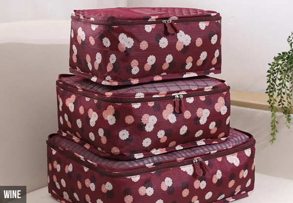 Six-Piece Set of Travel Organiser Storage Bags - Four Designs Available