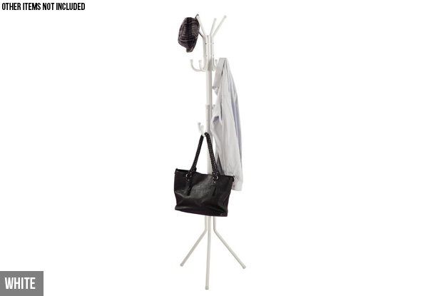 12 Hook Metal Hat & Coat Stand - Two Colours Available