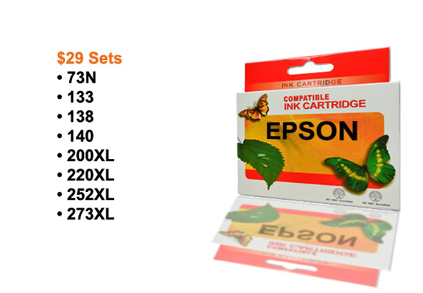 Five Ink Cartridges Compatible with Epson, Brother or Canon Printers incl. Delivery - Options for a Set of Premium Ink Cartridges, Hewlett Packard Ink Cartridges or New Release Cartridges