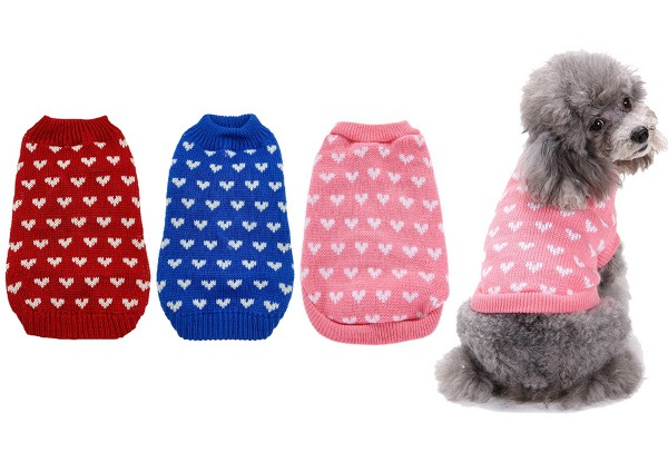 Pet Sweater - Five Sizes & Three Colours Available