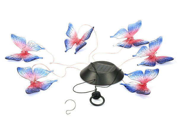 Butterfly Wind Chime with Solar-Powered LED Light - Option for Two or Three
