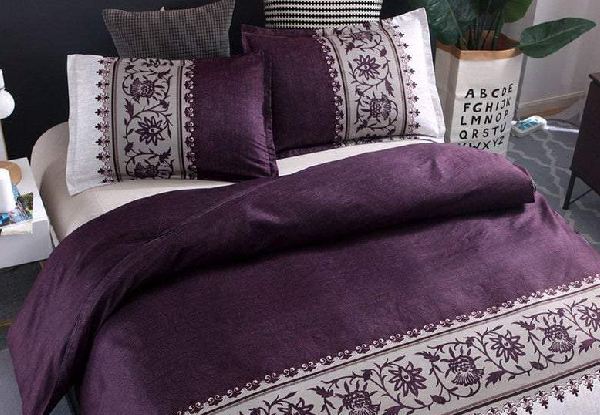 Three-Piece Quilt Cover Set - Available in Four Colours & Three Sizes