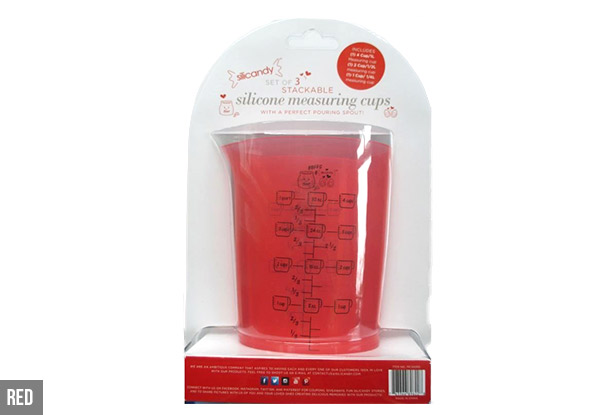 Silicandy Three-Piece Silicone Measuring Cup Set - Six Colours Available
