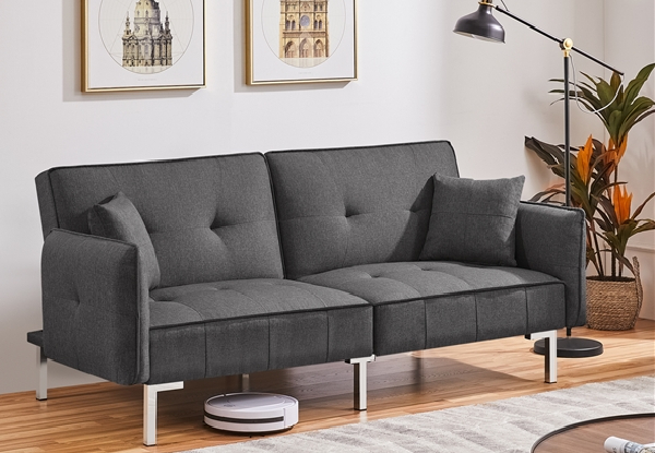 Velvet Dark Grey Convertible Sofa Bed