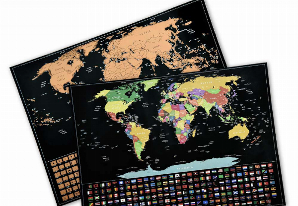 Scratch Off Map of the World Large Deluxe Edition incl. Accessories Set