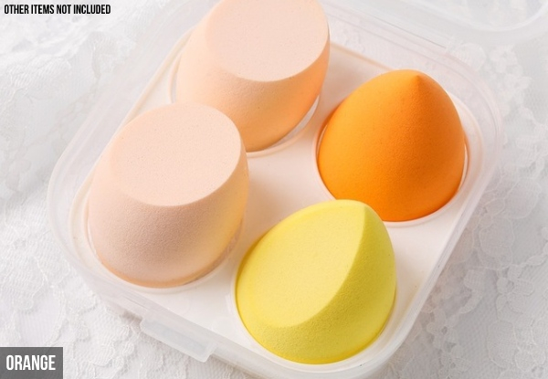 Four-Pack of Makeup Sponge Puffs with Box - Four Colours Available