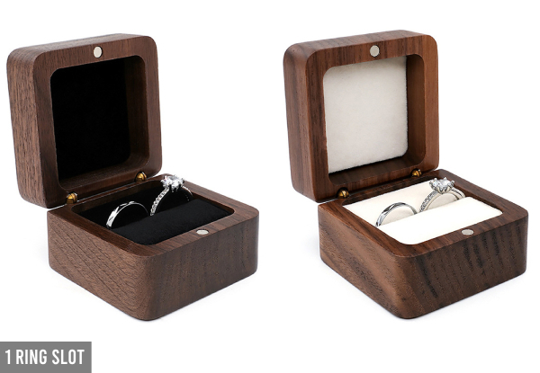 Wooden Ring Storage Box - Available in Two Colours & Option for Two-Ring Slots