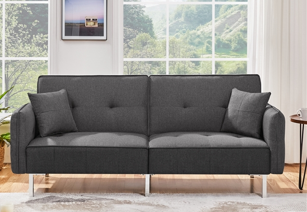 Velvet Dark Grey Convertible Sofa Bed
