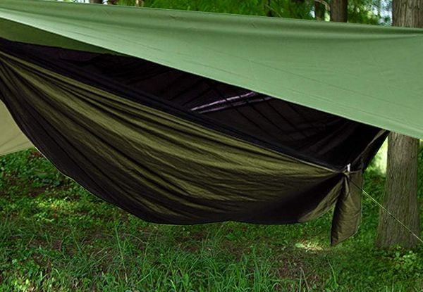 Camping Hammock with Mosquito Net & Rain Fly Tarp - Three Colours Available