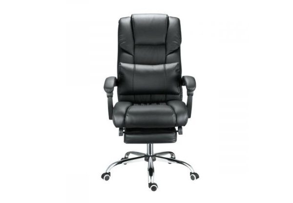 Massage Office Chair with Lumbar Support & Retractable Footrest