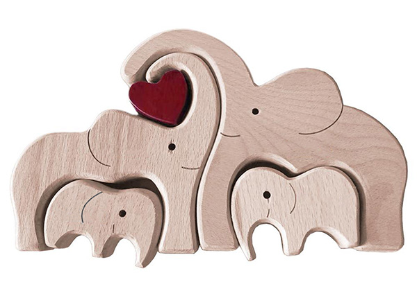 Wooden Elephant Family Decoration - Six Options Available
