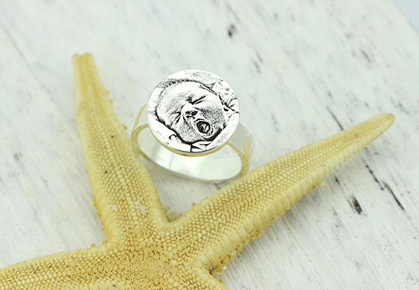 Sterling Silver Personalised Photo Engraved Ring