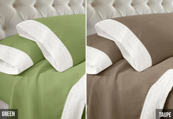 1000TC 100% Cotton-Lace Bed Sheet Set - Eight Colours & Seven Sizes Available
