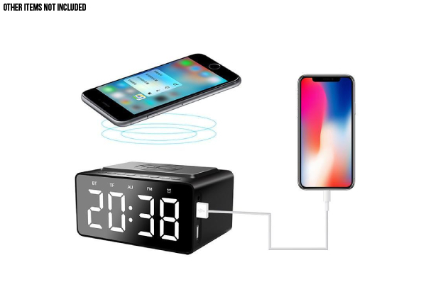 Bluetooth Speaker Wireless Phone Charger & Digital Alarm Clock