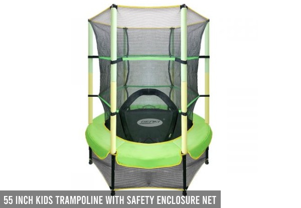 Kids Trampoline Range with Safety Enclosed Net - Four Options Available