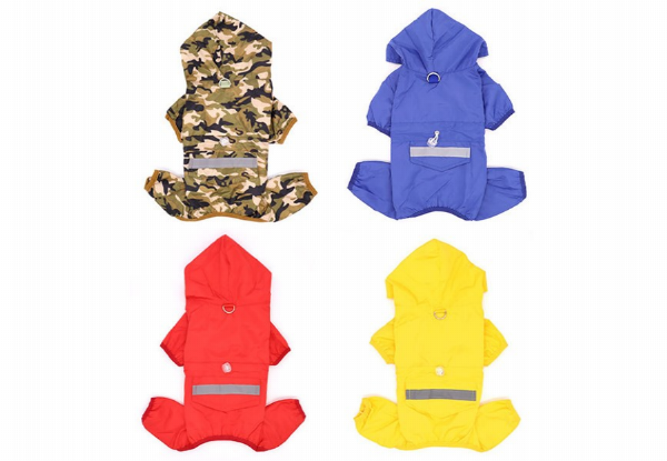 Outdoor Pet Dog Raincoat - Available in Four Colours & Six Sizes