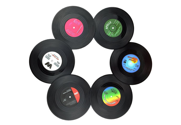 Six-Pack of Vinyl Coasters - 12-Pack Available with Free Delivery