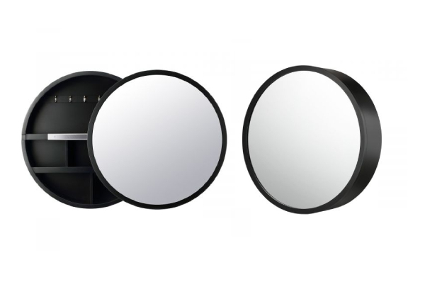Round Bathroom Mirror Cabinet with Sliding Door - Available in Three Colours