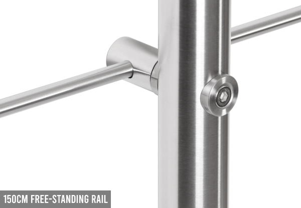 Stainless Steel Stair 120cm Handrail - Option for Free-Standing 150cm Rail