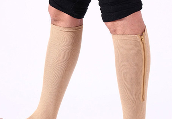 Zip-Up Open-Toe Compression Socks - Two Sizes, Two Colours & Two Options Available