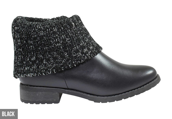 Women’s Designer Pull-Up Fleece Ankle Boot  with Low Block Heel - Two Colours Available