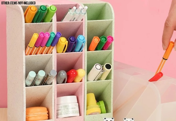 Four-Grid Desk Pen Holder - Eight Colours Available