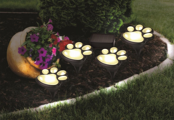 Four-Pack of Paw Print Solar-Powered Lights - Two Colours Available