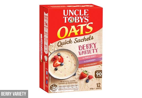 60 Sachets of Uncle Tobys Oats Available in Three Variety Flavours - Free Auckland Urban Delivery Only