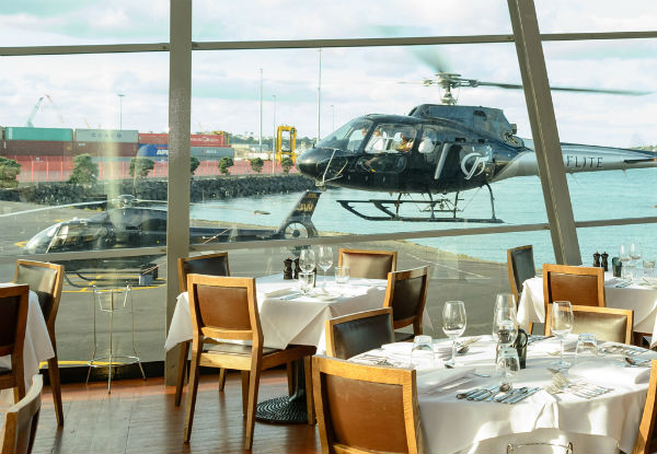 Scenic Helicopter Flight & Three Course Harbour Dining Experience for Two - Options for up to Six People & Chance to Get This Deal for Free